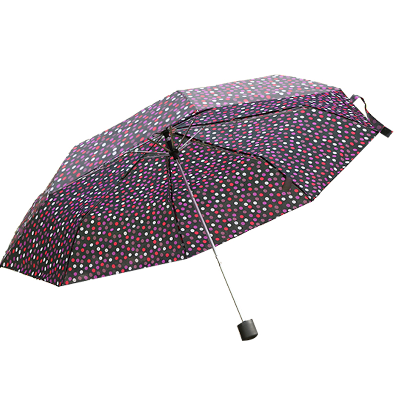 170T Nylon Fashion Polka Dot Mini 3 Fold Paraply Ru1902